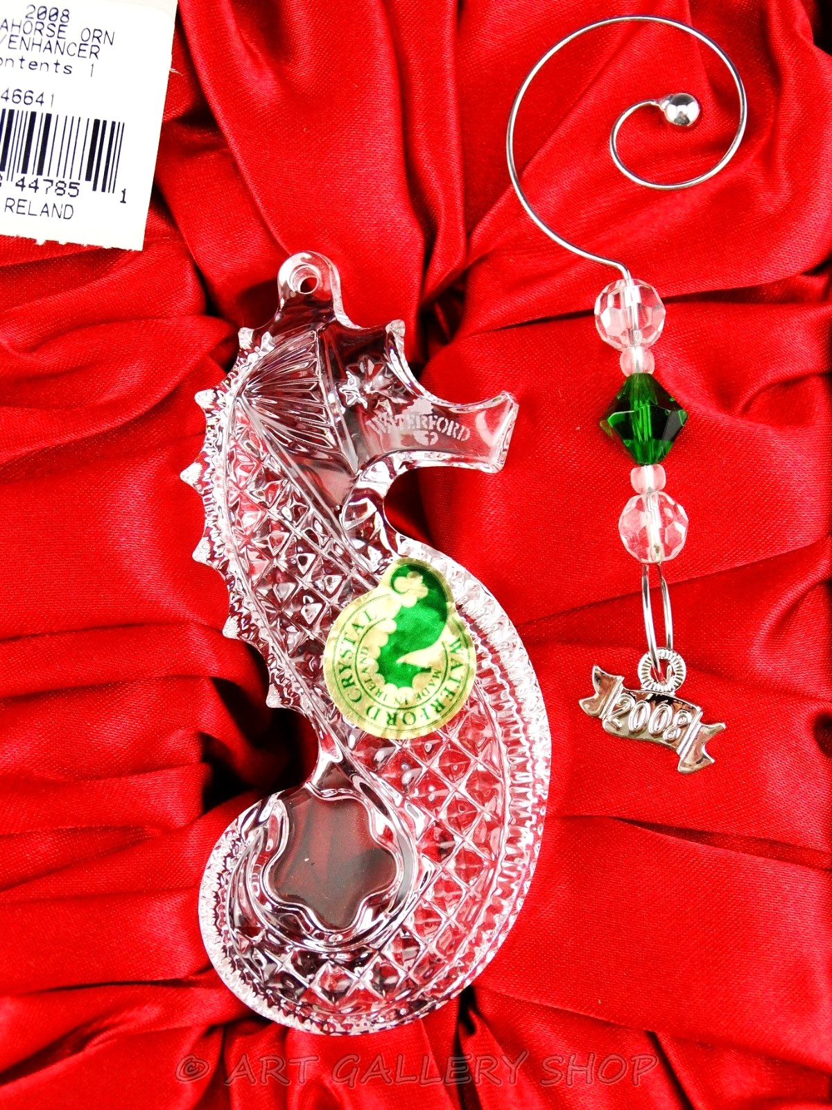 Waterford Ireland Crystal 146641 ANNUAL SEAHORSE ORNAMENT WITH ENHANCER 2008 Box
