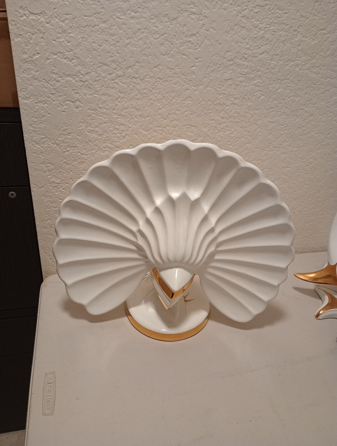Made In Italy Porcelain Peacock With 24K Gold Accents 15 Inches Tall