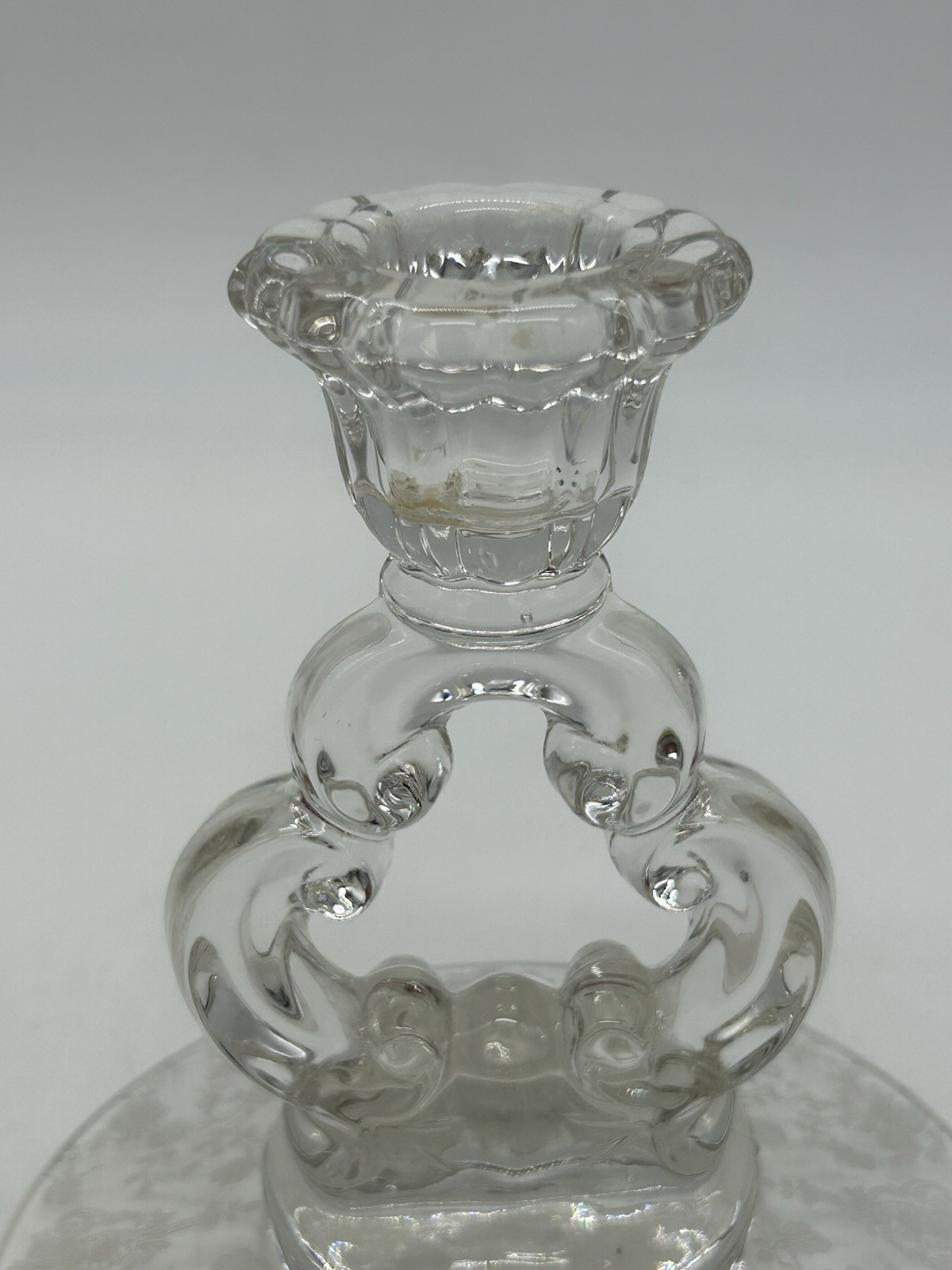 Cambridge Rose Point Etched Glass Keyhole Candlesticks USA – Vintage (Set of 2)