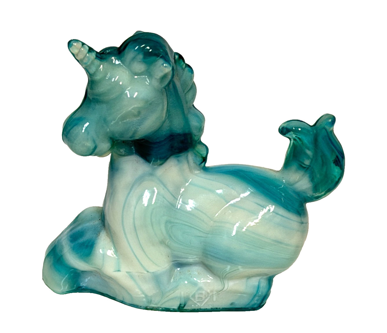 Boyd Art Glass LUCKY UNICORN Aruba Slag UV Reactive Figurine 3 in