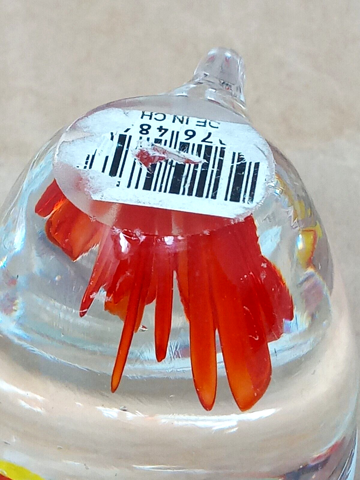 Butterfly & Orange Tuplips flowers Clear Glass Paperweight made in China