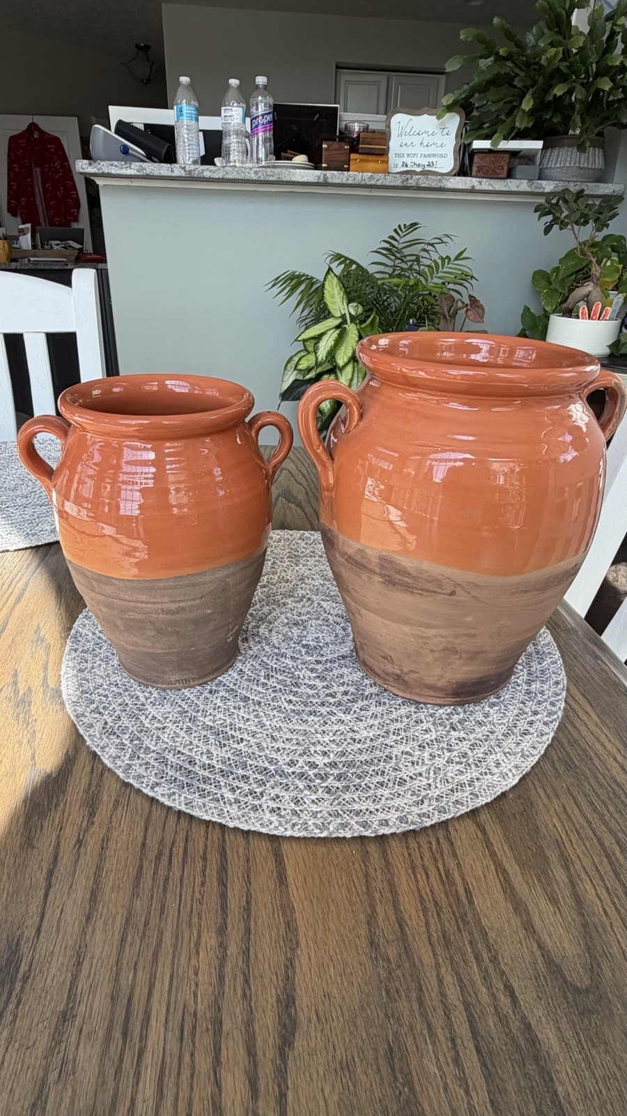 Vintage Italian Terracotta Amphora Vase Set Rustic Tuscan Farmhouse Pottery Pair