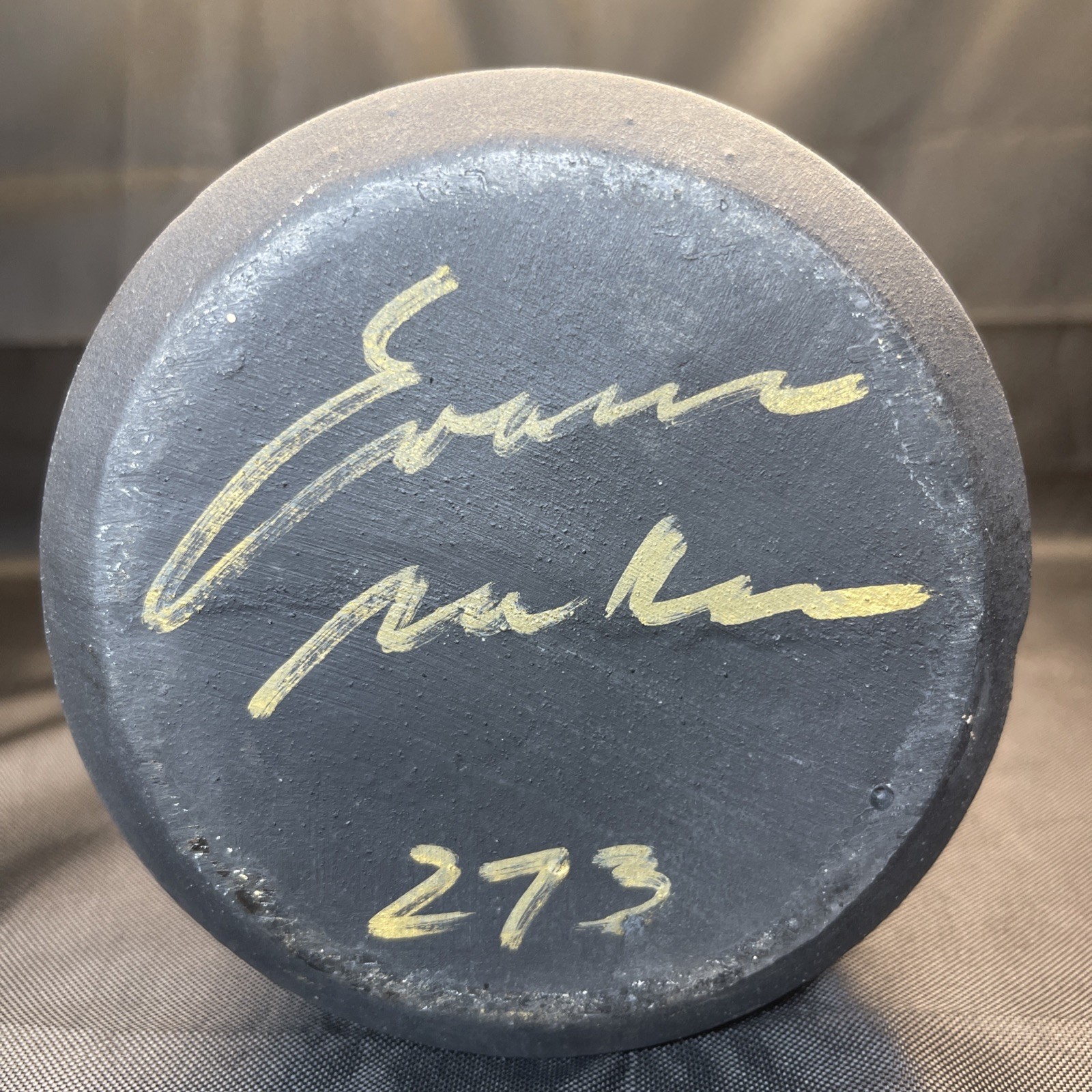 Signed Evans Vase Raku Studio Art Pottery Abstract 11.45″ Signed # 273