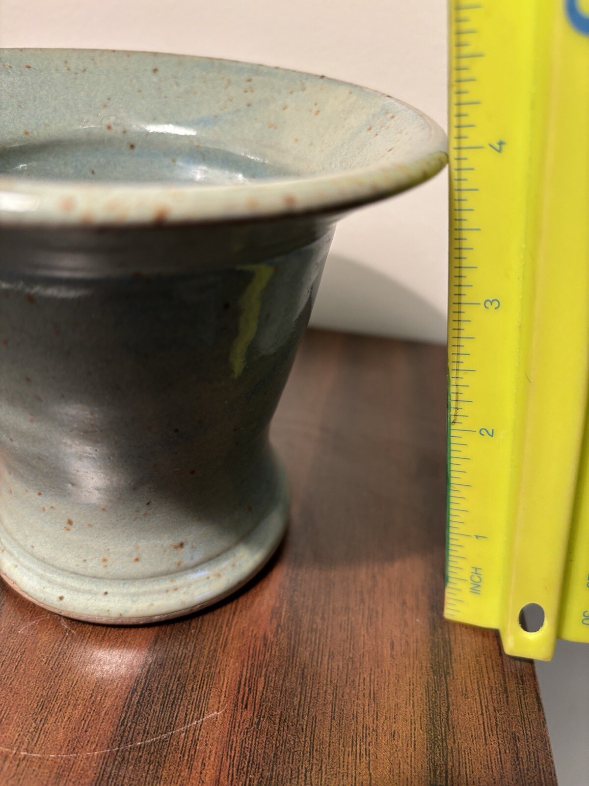 Pottery Vase Stoneware With Flower Frog 4 Inches Signed