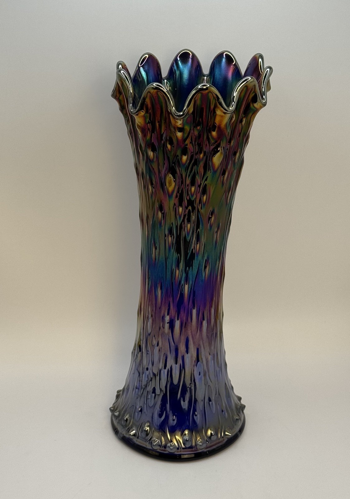 Large Midsize Cobalt Northwood Tree Trunk Vase Blue Glass 12 5/8” H 4 3/4″ W