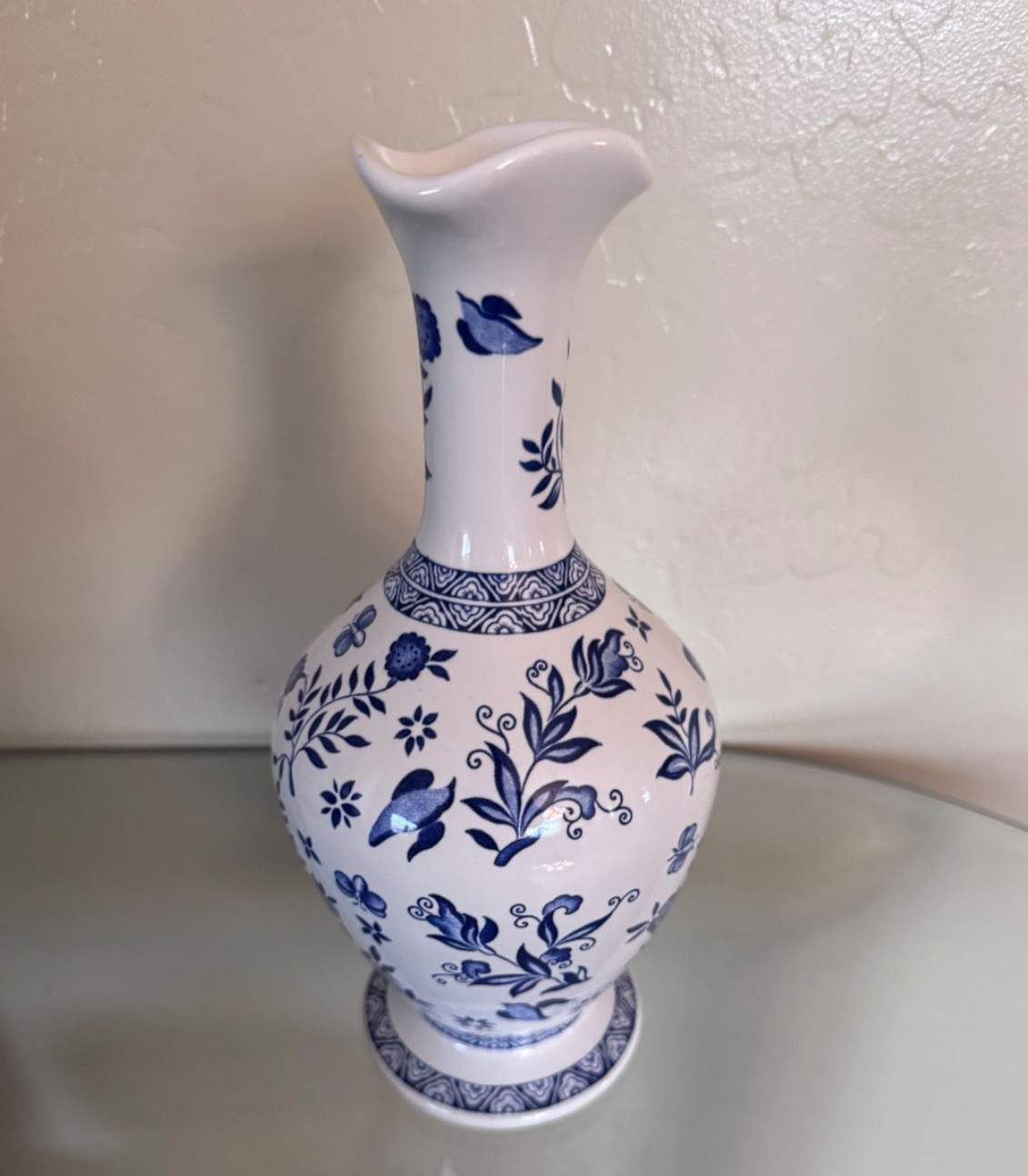 Coalport Blue & White Vase Ceramic 9.5 inches High Made in England, Limited