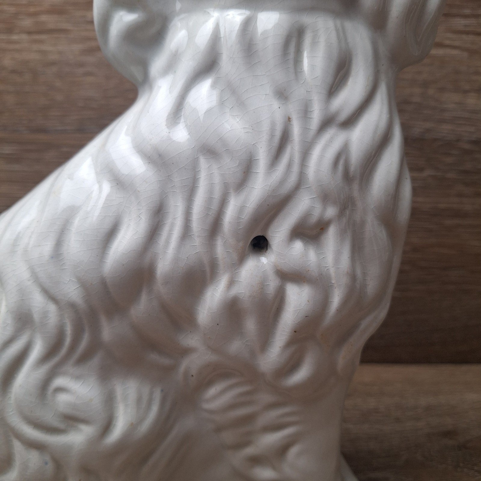 Antique Pair Staffordshire White Spaniel Mantle Dogs C1860