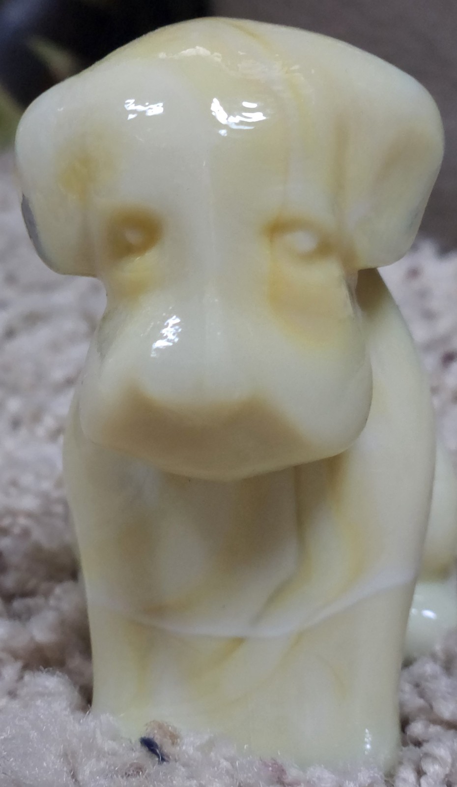 Vtg Degenhart Art Glass 3″ POOCHE #67 Ivory Figurine Paperweight GLOWS