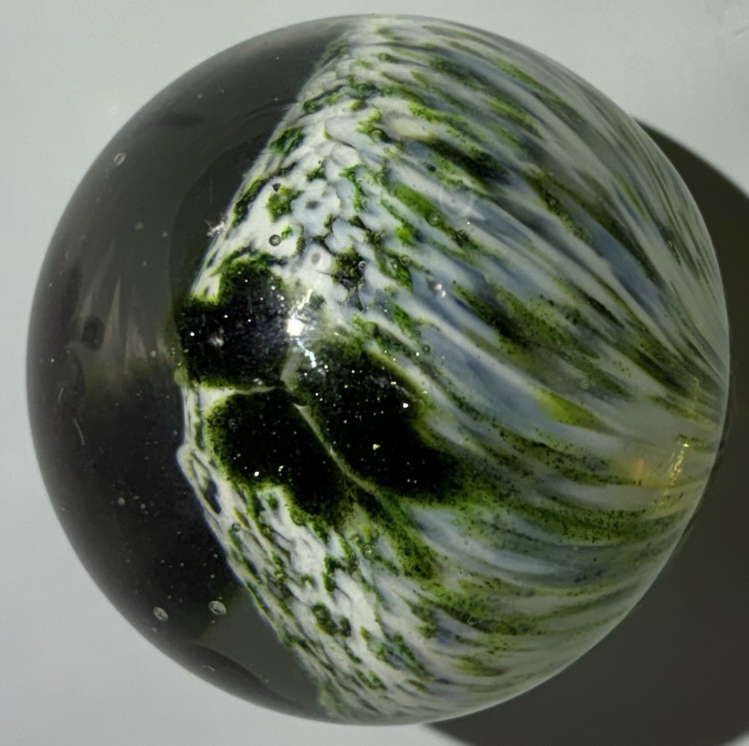 David Salazar Handmade Art Glass Marble Cloverleaf Shamrock Signed Custom 1.5in
