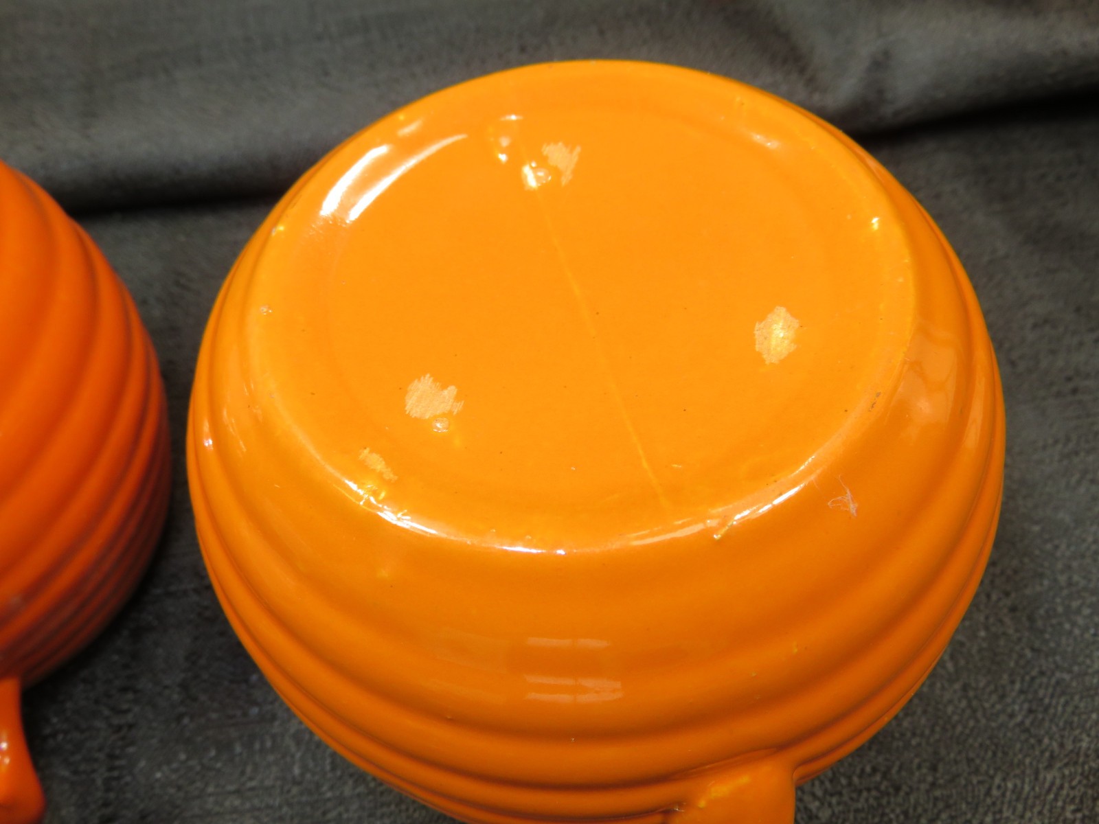 VINTAGE Bauer Pottery Ring Ware Orange Creamer & Sugar Bowl Set