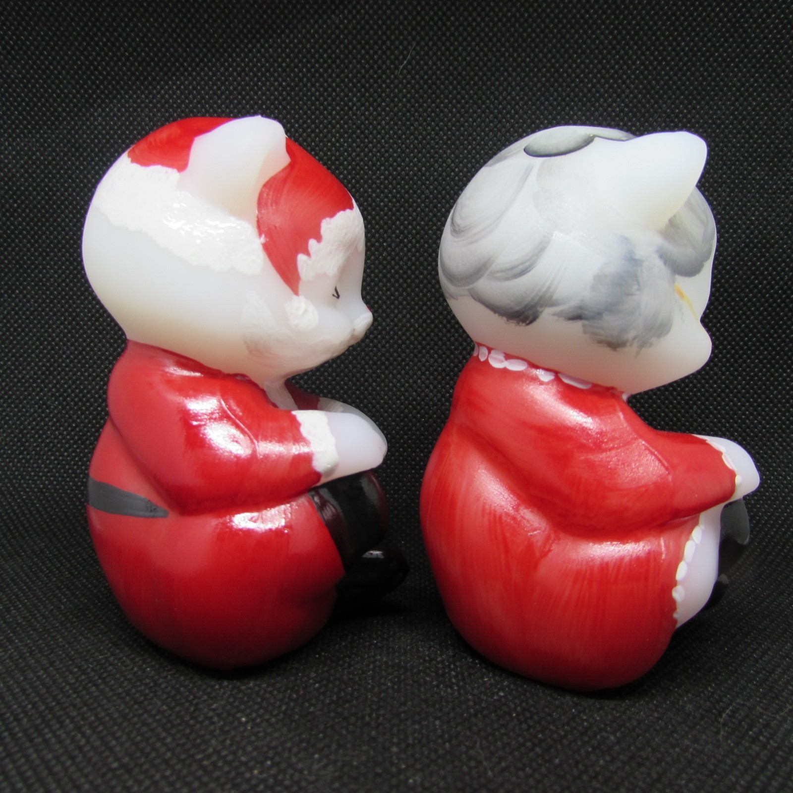 Fenton Opal Satin Santa and Mrs. Claus HP Sitting Bear Set Special Order LE M142