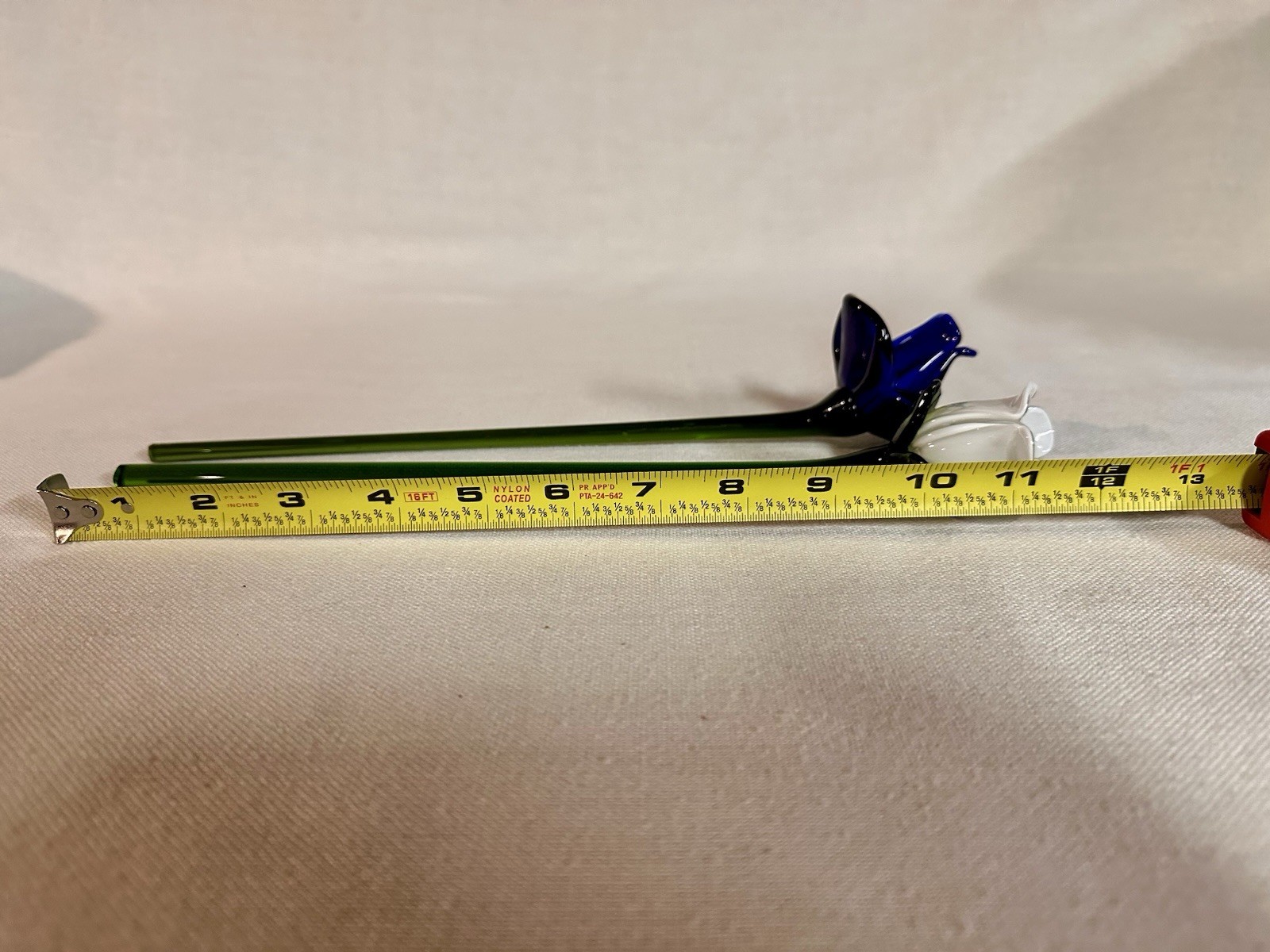 Vintage Hand Blown Glass Flowers – Blue and White- Set of 2