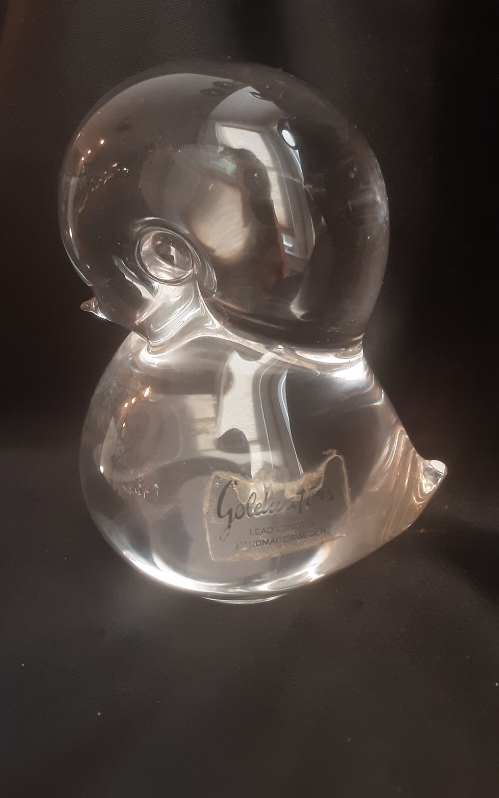 GOLDWATERS HANDMADE CRYSTAL BABY BIRD SWEDEN ART GLASS VINTAGE FIGURINE ANIMAL