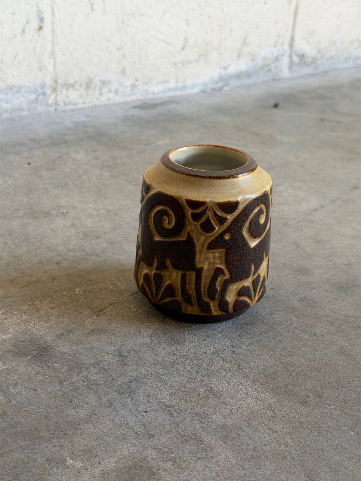 Michael Andersen & Søn Danish Goats Ceramic Vase 1960s Mid-Century