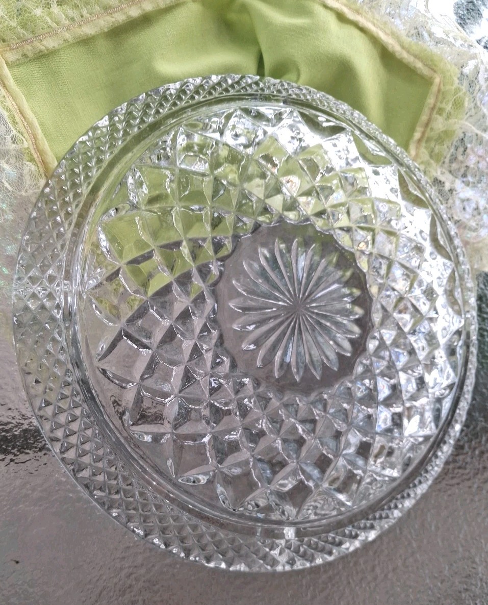 8 1/2 “ Wexford Lead Crystal Ashtray Vintage Anchor Hocking