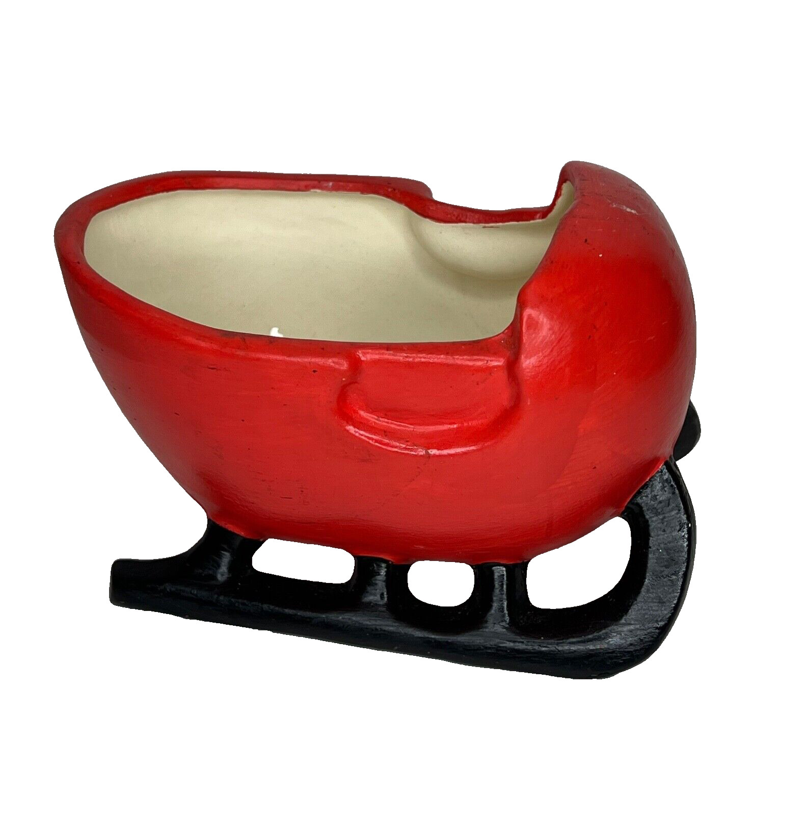 Carriage House Pottery Red Sleigh Planter Vintage Roseville Ohio 5.5 x 3.75 in