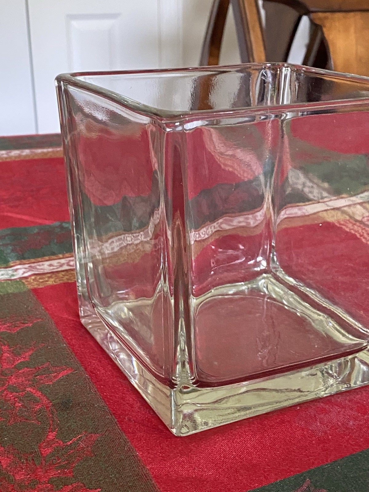 Square Clear Cube Vase Thick Heavy Candy Dish 6”