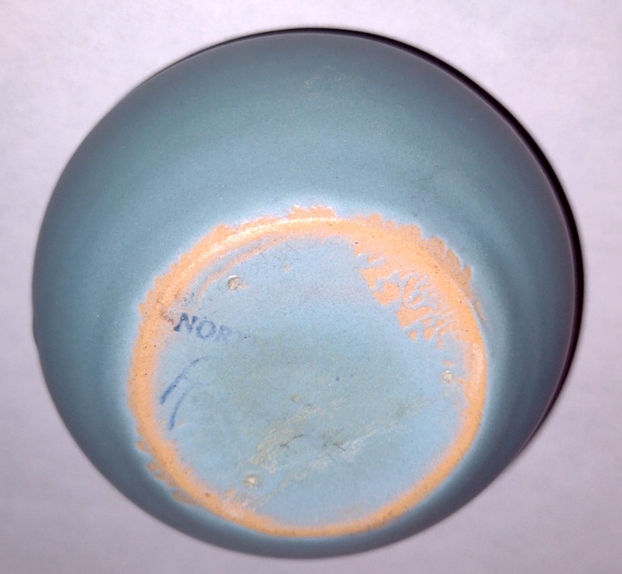 Rosemeade Pottery Blue Taper Candle Holder Scalloped North Dakota Vintage ND