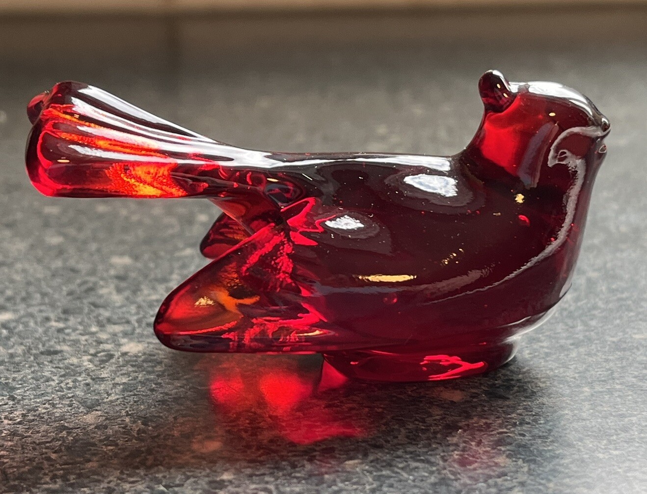 Mosser Glass – Red MINI Bird Shelf Sitter 3″ – Cute in a window sill