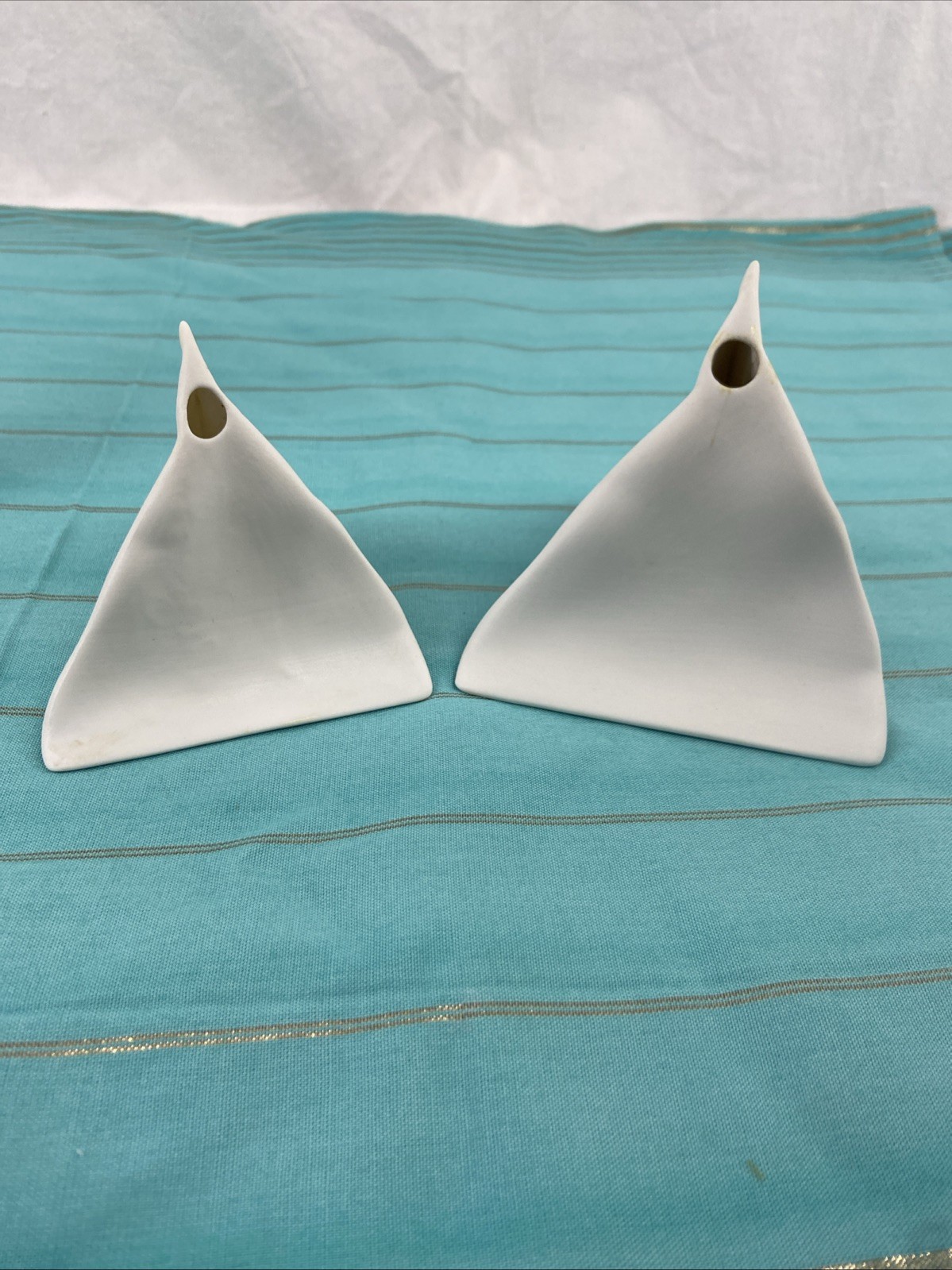 Pair Rosenthal Bisque Porcelain Napkin Vases Do Not Litter Matte