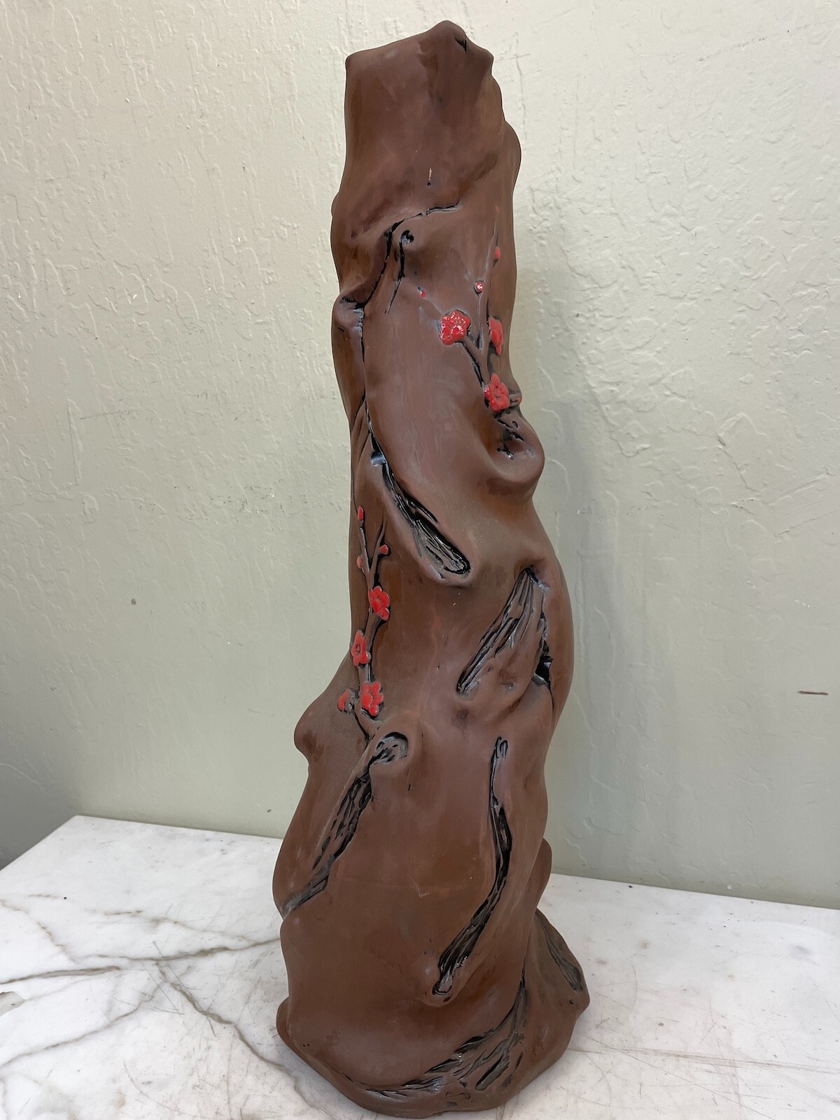 Abstract Hand-Made Clay Tree Trunk Vase