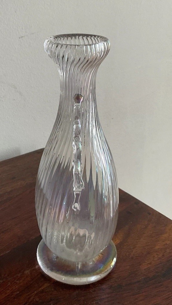 Gorgeous vintage 1980s Parise Vetro Italian ribbed blown glass vase