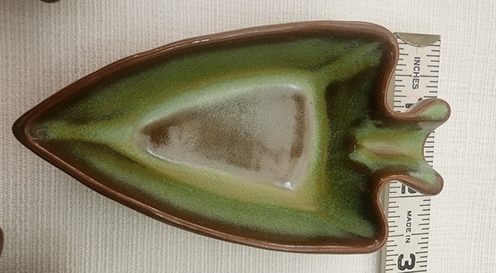 Vintage Frankoma Pottery Arrowhead Ashtray Lot of 6 Green Brown Mid Century