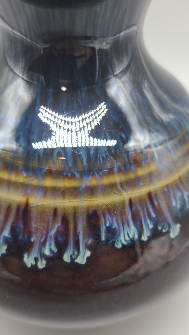 Bill Campbell Pottery Pot Vase Blue Purple Drip Flambeau Glaze Signed 6”