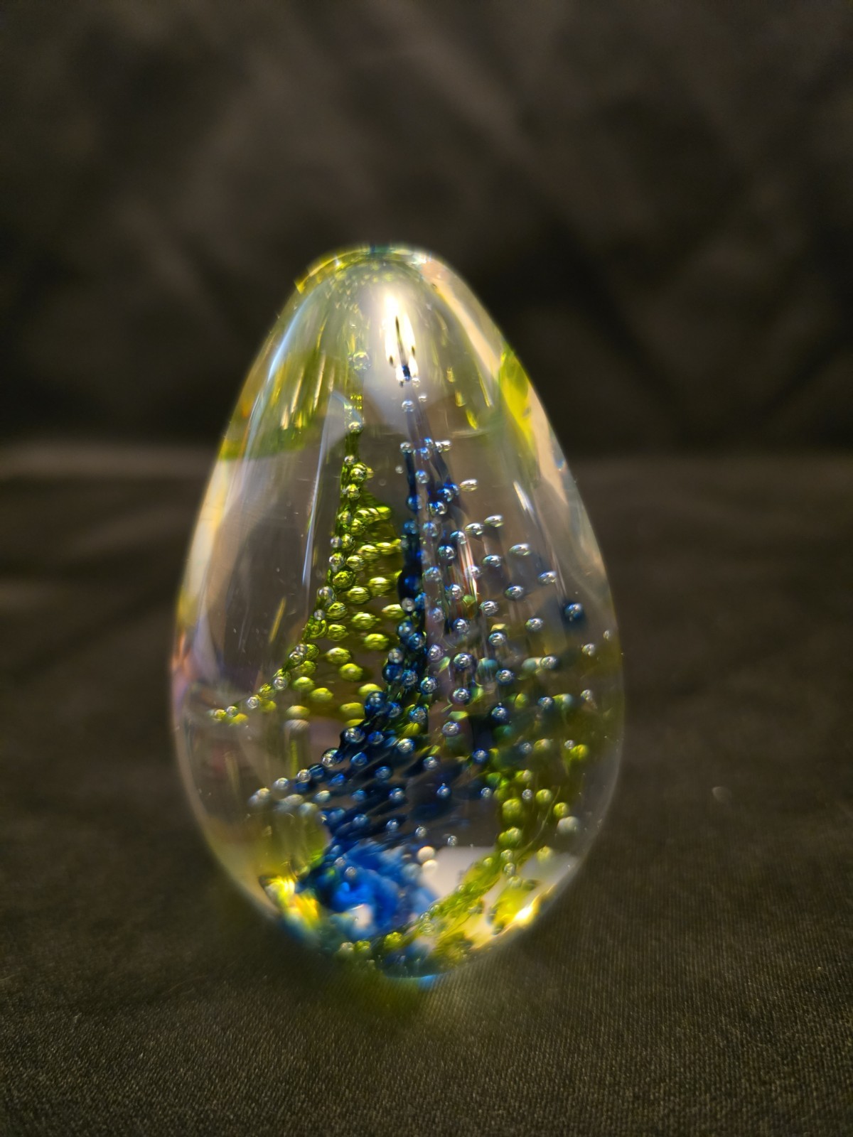 Glass Eye Studio GES Small Egg Paperweight Dichroic Bullicante Swirl 2001