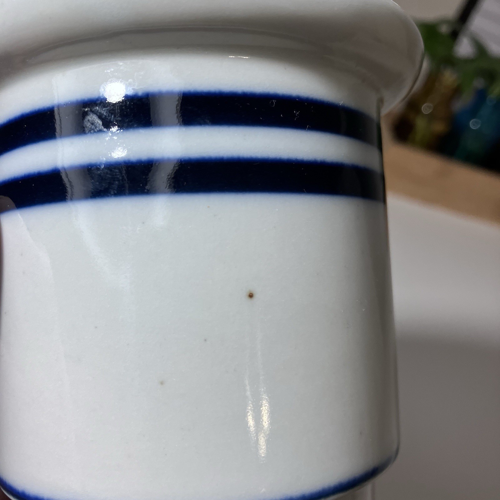 Dansk Bistro Christianshavn Blue Band Candle Holder Hurricane Lamp Base