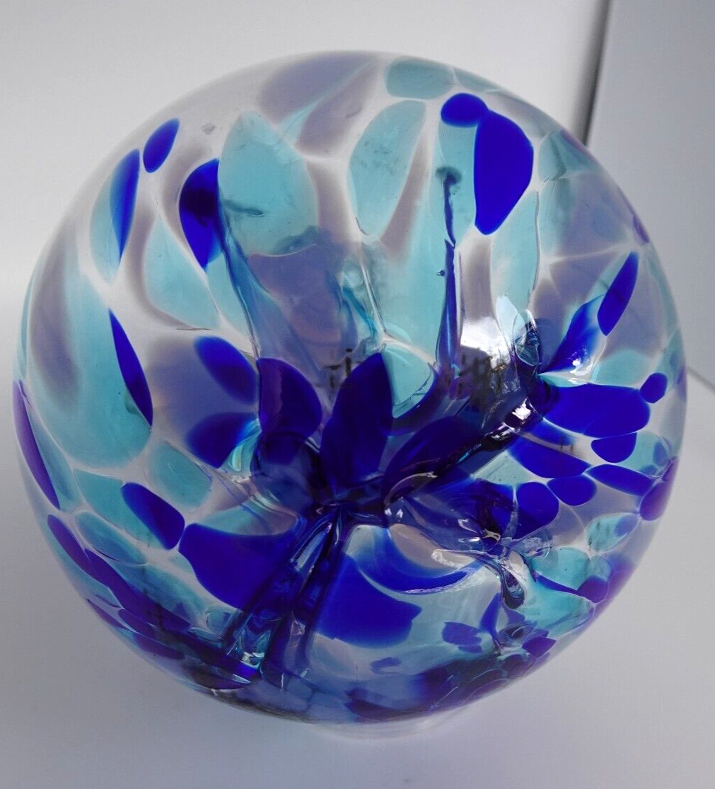 NIB Luke Adam Studio Art Glass 4″ “RAINDROP” Wishing Ball Ornament Witches Orb
