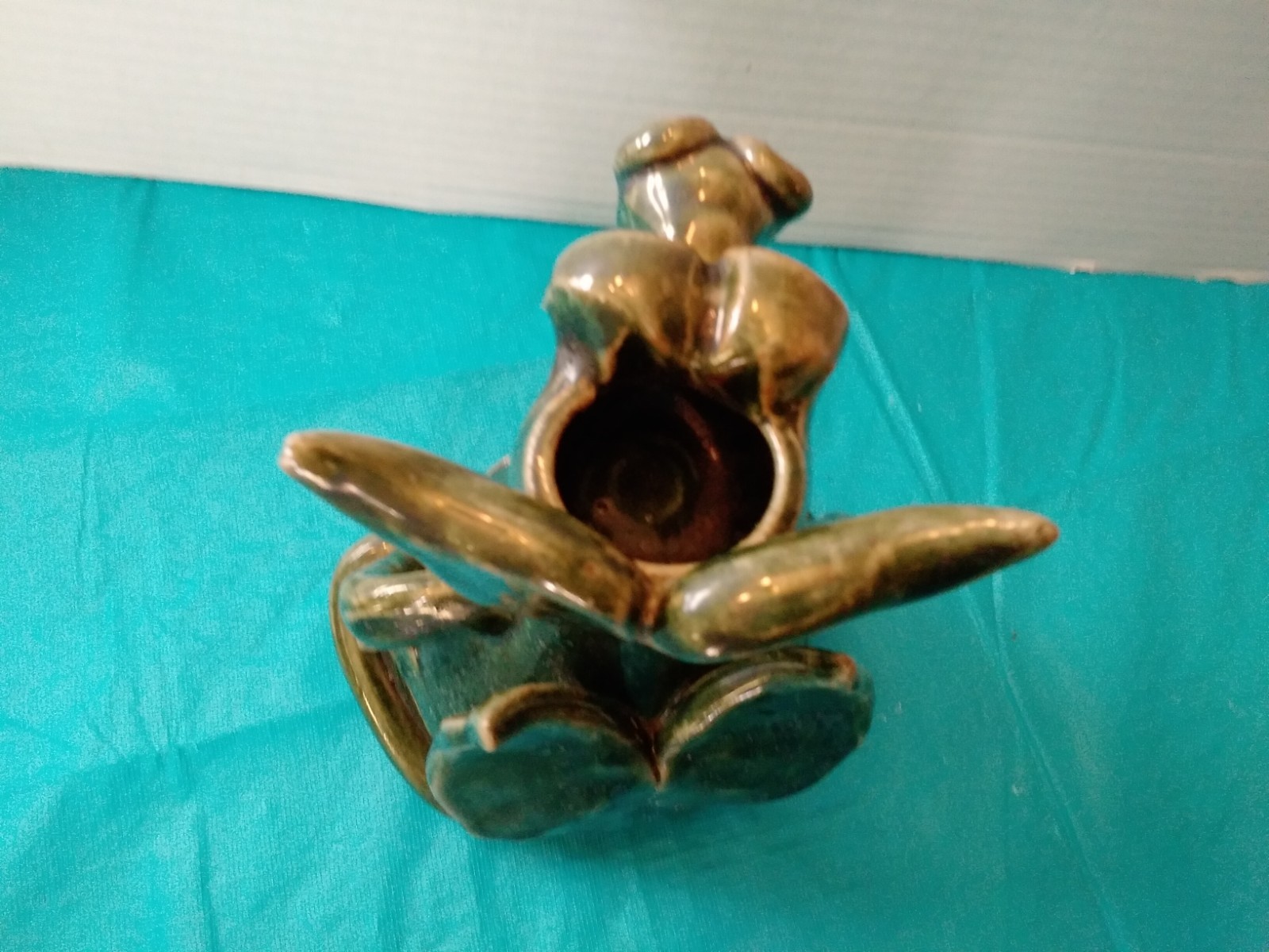 Vintage Signed 2001 Hogenson Green Dragon Studio Pottery Incense Lamp Candle