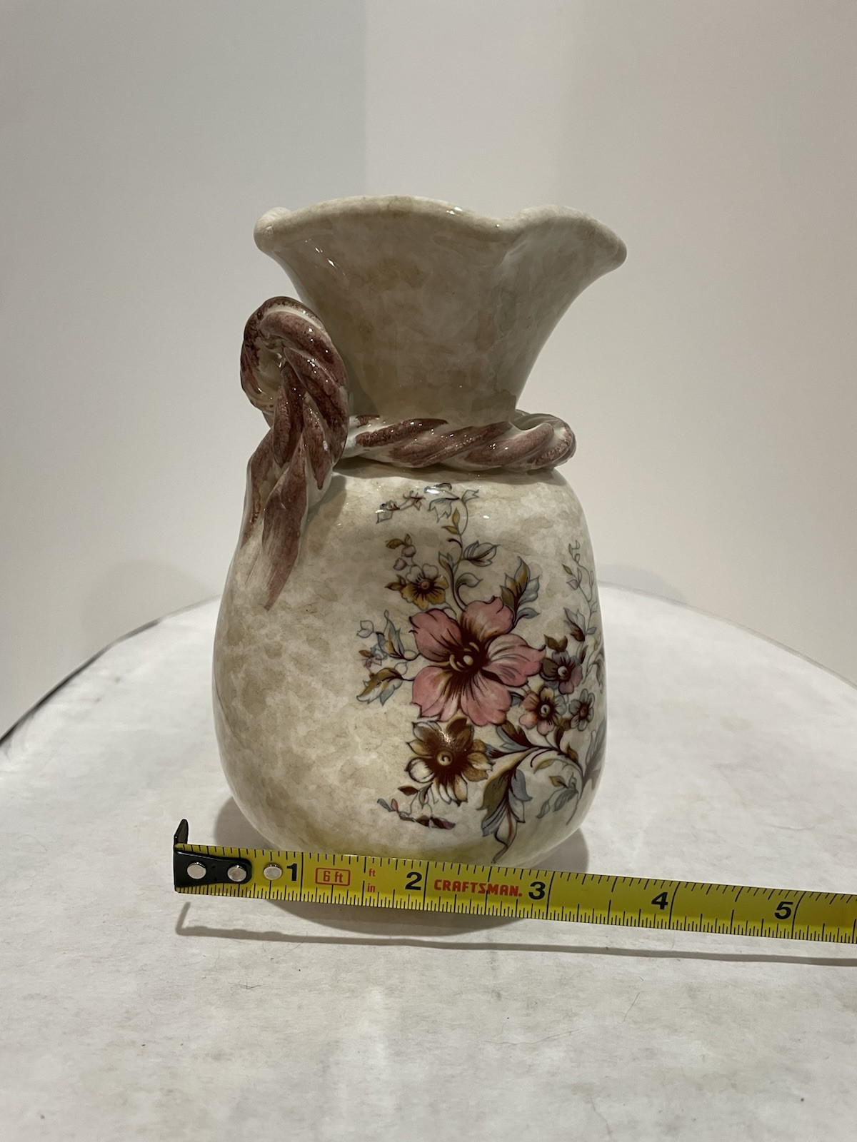 Handarbeit Art Pottery Vase Rope 5.5 Inches Tall Gift