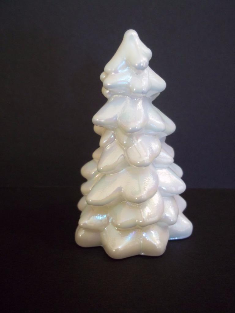 Mosser Glass MILK WHITE CARNIVAL Mother of Pearl 2.75″ Mini CHRISTMAS TREE