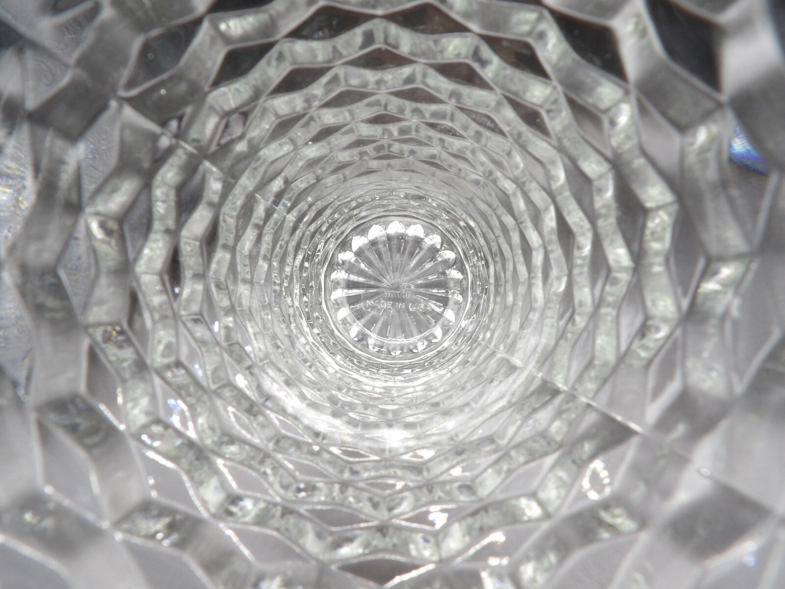 8″ Clear Glass Vase Flared Top Cube Cubist Tumbling Block Fostoria? MADE IN USA