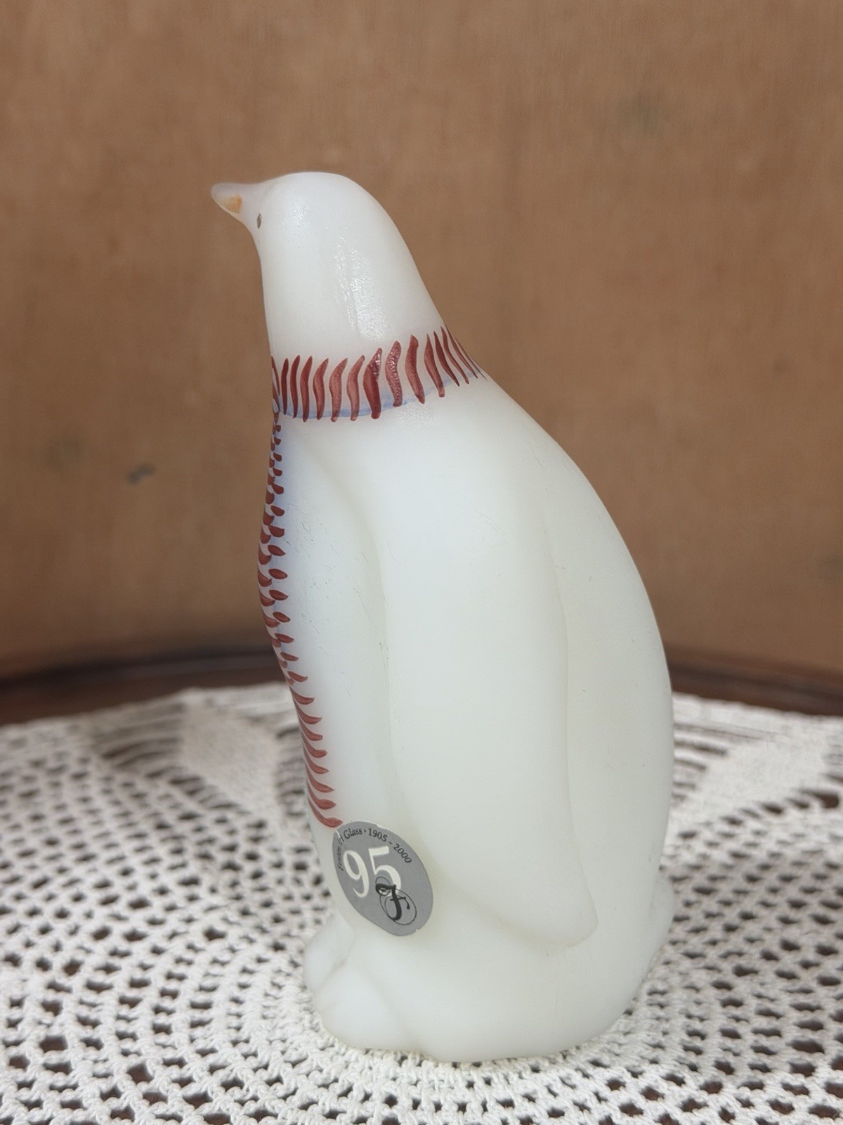 95th Anniversary Vintage Fenton 2000 Christmas Penguin Hand Painted Signed