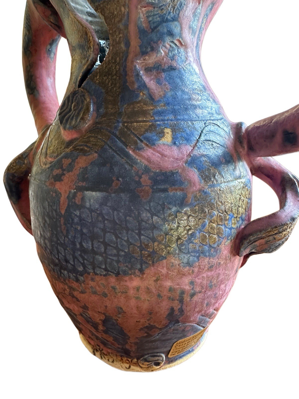 RARE Michael Kennedy Ireland Figural Studio Pottery Vase Sligo Mermaid 10.5”