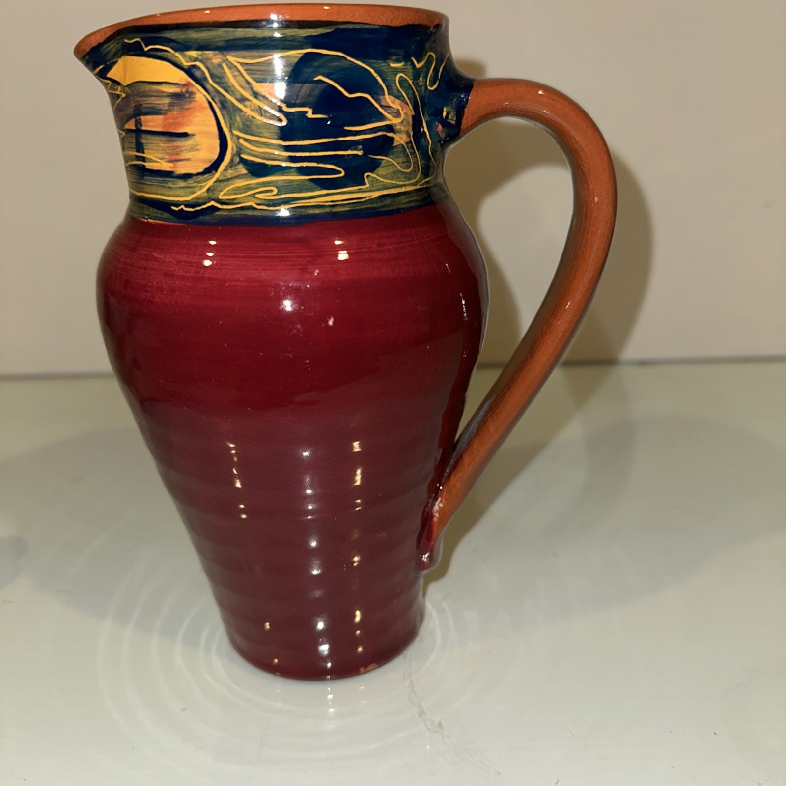 Signed Hawk Wings Jim Holbert Brattleboro Vermont Arizona Studio Pottery Jug
