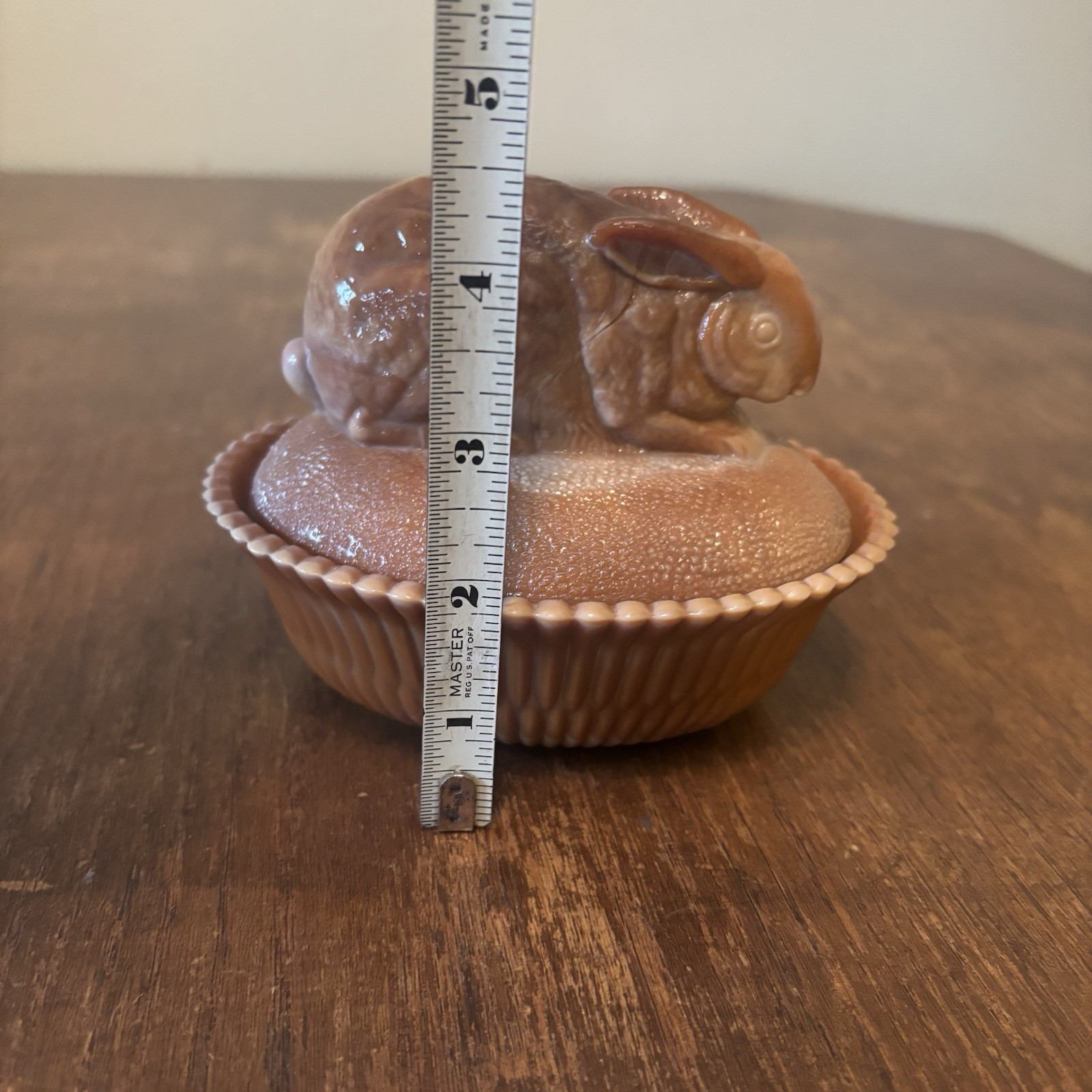 Summit Art Glass Rabbit Pony Chocolate Slag Caramel Covered Dish Flawless