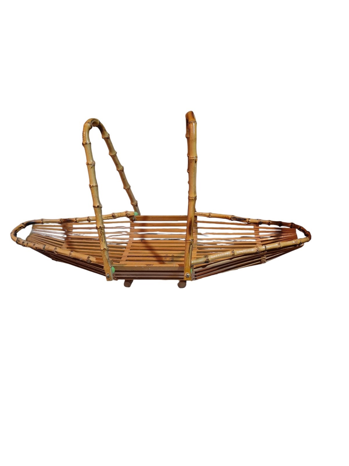 Vintage MCM Bambo Fruit/Bread Basket Or Tray