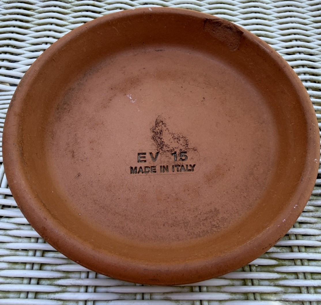 Vintage Small Terra Cotta Planter Unique Style Made In Italy With Saucer