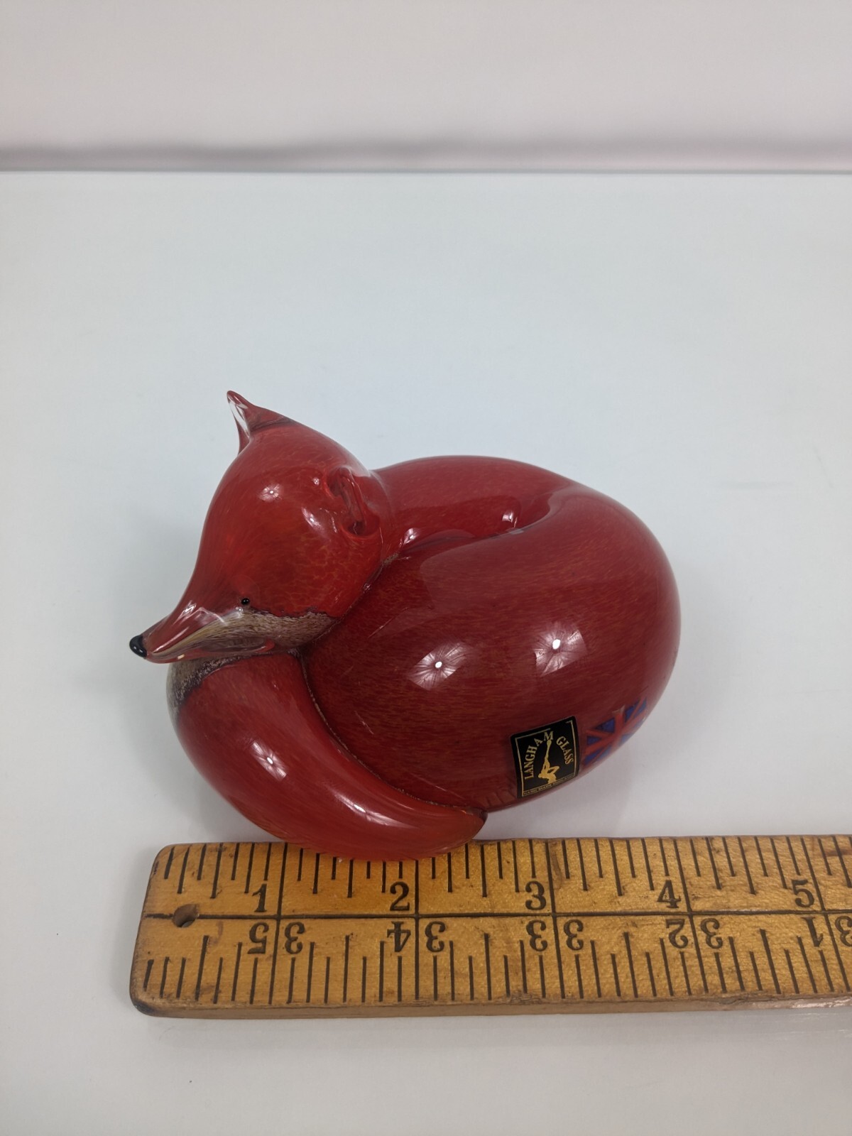 Beautiful Langham England Fox Paperweight HandBlown Art Glass Signed Paul Miller