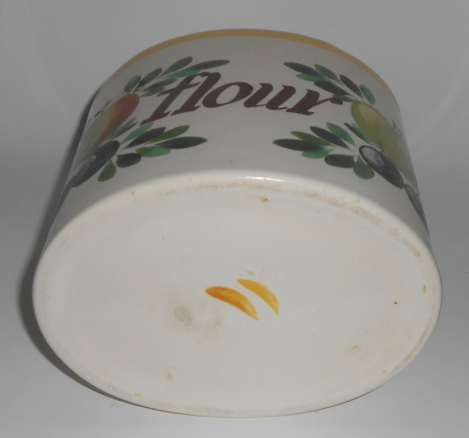 Bauer Pottery Fruit Decorated Small Flour Canister W/Lid