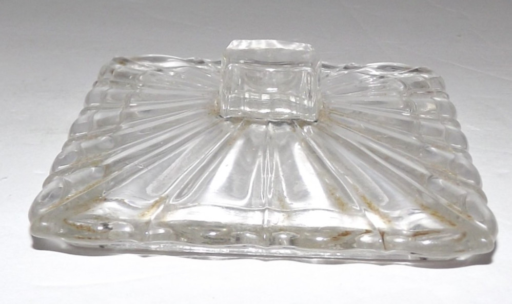 Vtg Retro Black Glass Cigarette Holder Box Clear Lid 4 Double Ashtrays Complete