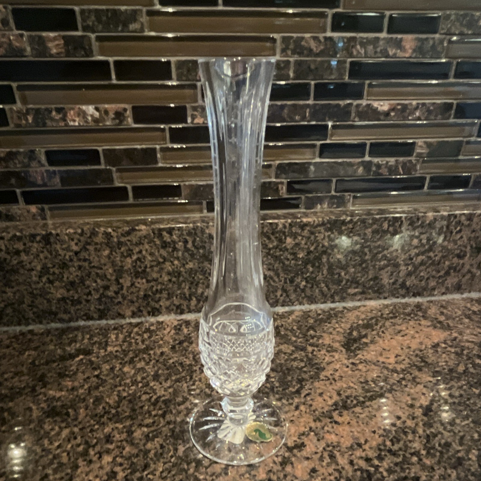 Marquis by Waterford Archive 9in Clear Crystal Bud Vase Cut Glass Ireland