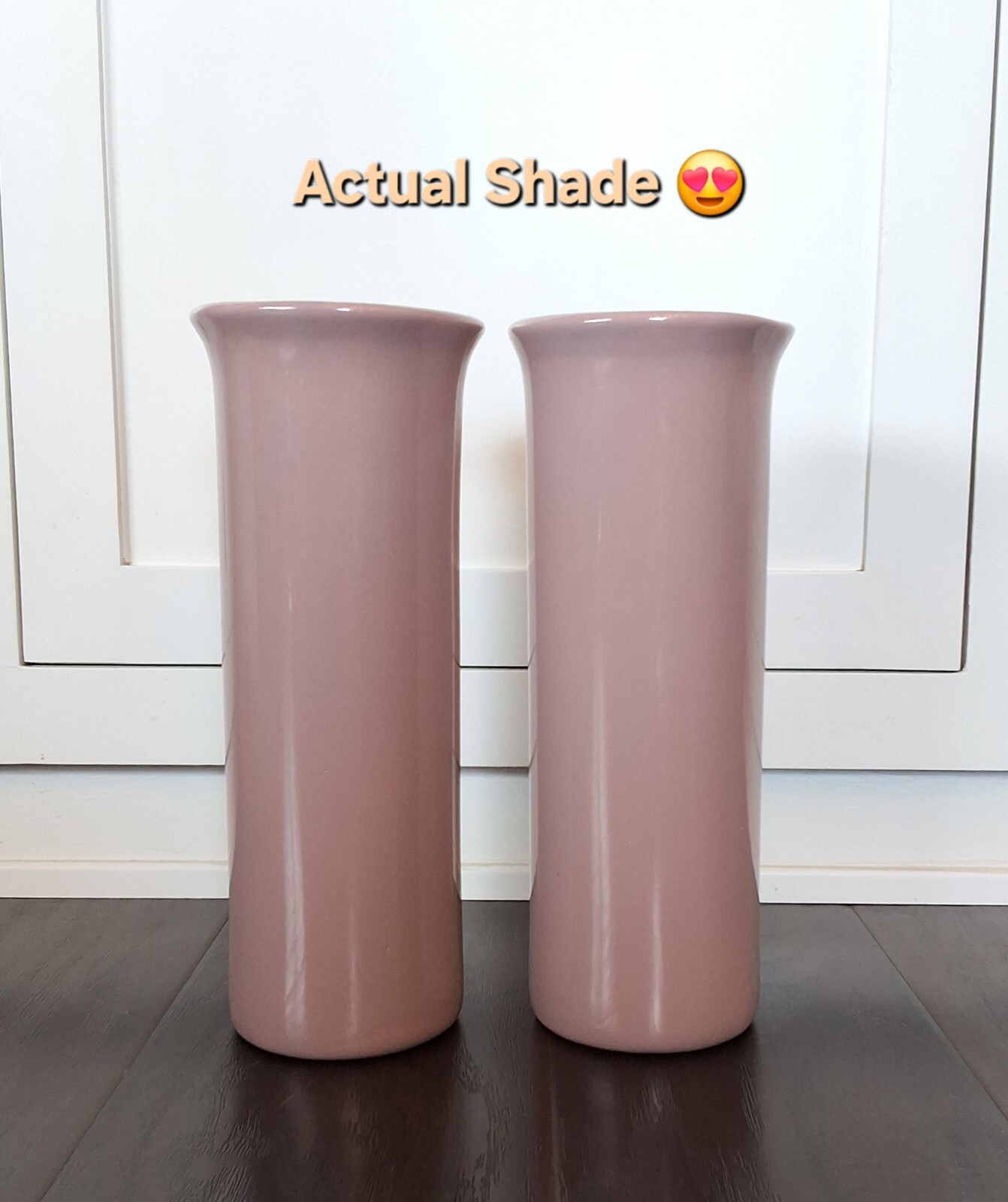 (2) HAEGER 11.5″ Mauve Column Vases 8702 Art Deco Modernist Ceramic Pottery