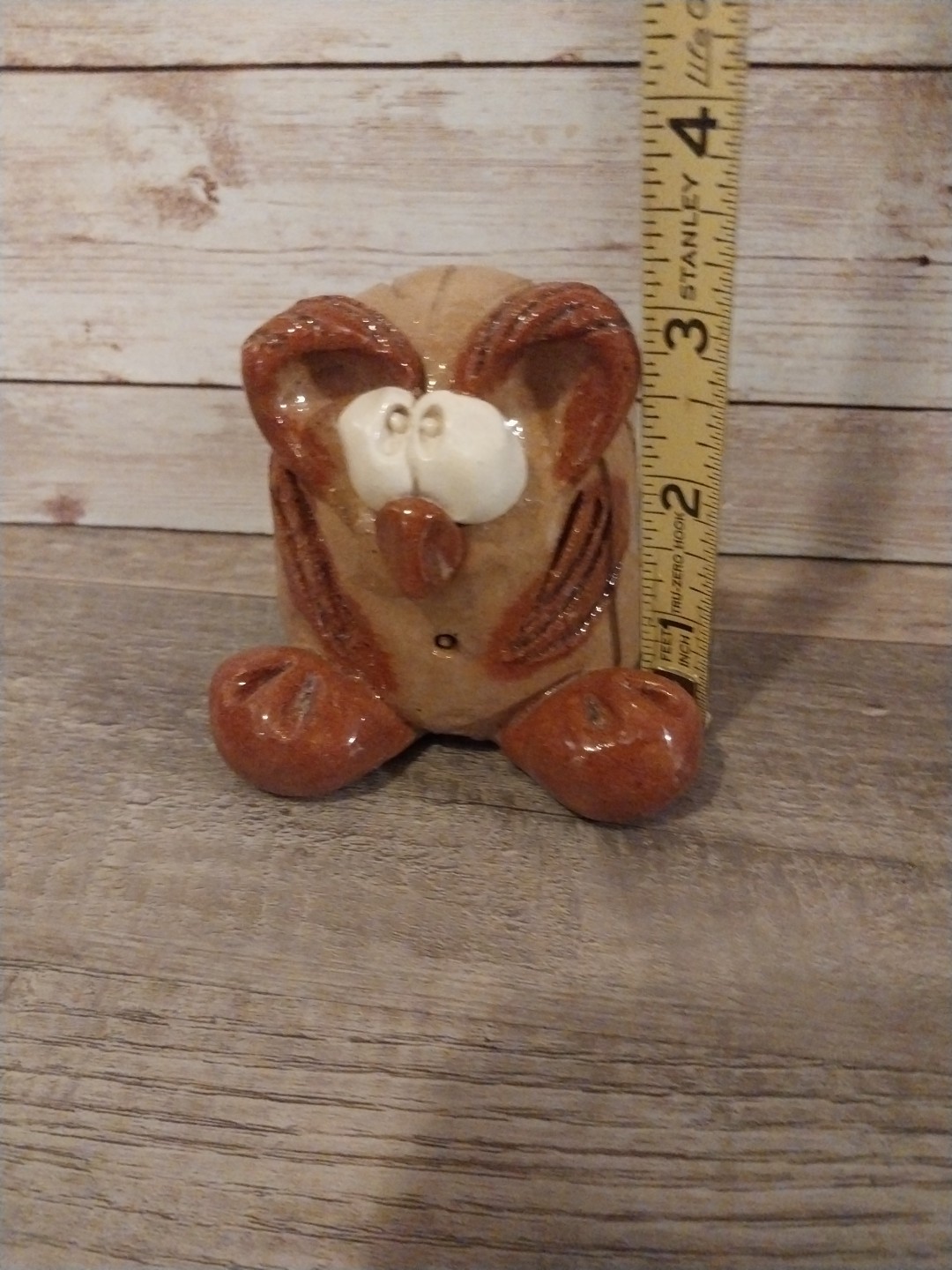 Nancy Hicks Signed Pottery Handmade Whimsical Critter Owl Bird Clay Figure 3”