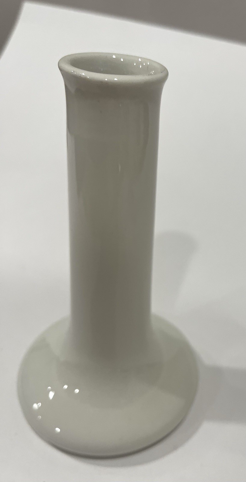 Vintage Hall Pottery USA White Ceramic Bud Vase Mid Century Modern 6″H