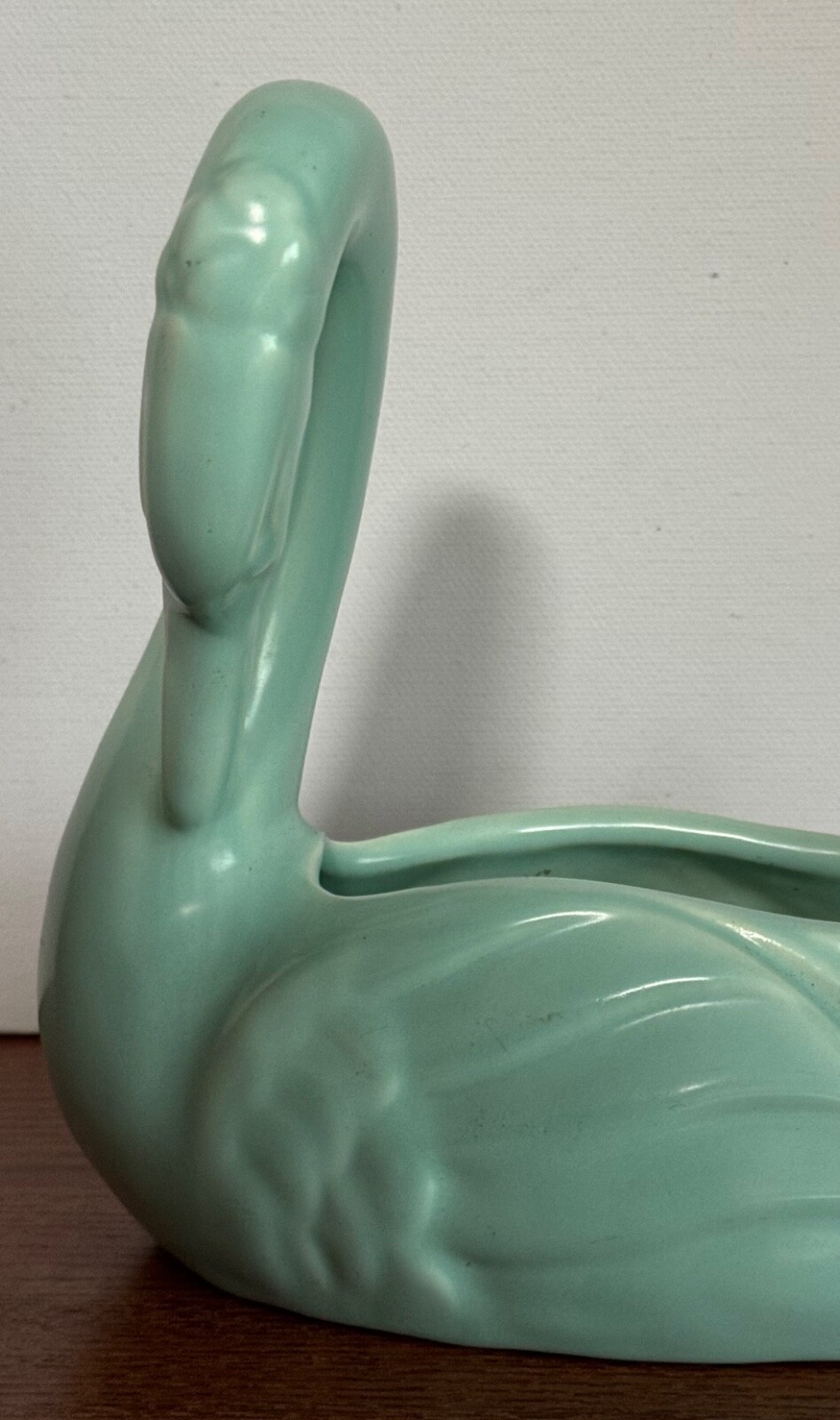 Pacific Pottery Swan #856 Seafoam Green Vintage MCM Dish Vase Planter Decoration