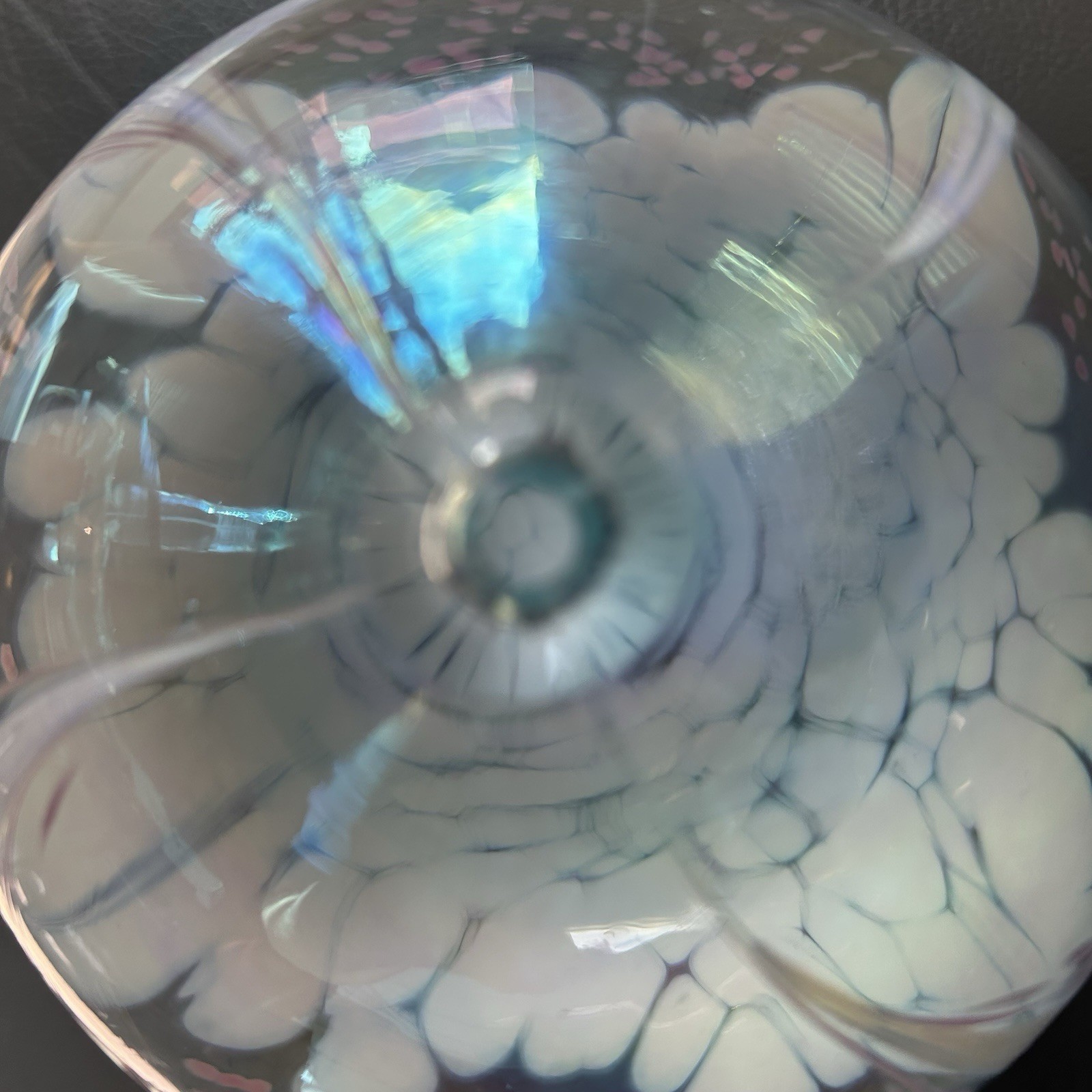 Art Glass Iridescent Clear White Pink Blue Decorative Glossy orb